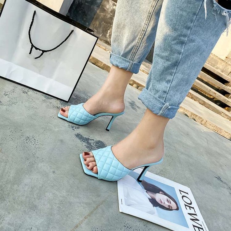 Dép cao gót mũi vuông phong cách Âu Mỹ cá tính cho nữ 35-43