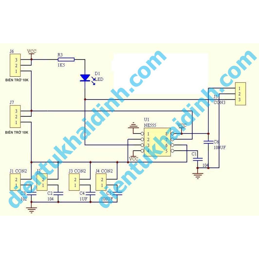 2 cái MODULE TẠO XUNG VUÔNG NE555 1HZ-200KHZ ÁP 5-15V kde0007