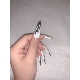 [Nail Box] móng úp thiết kế ngọn lửa rắc nhũ