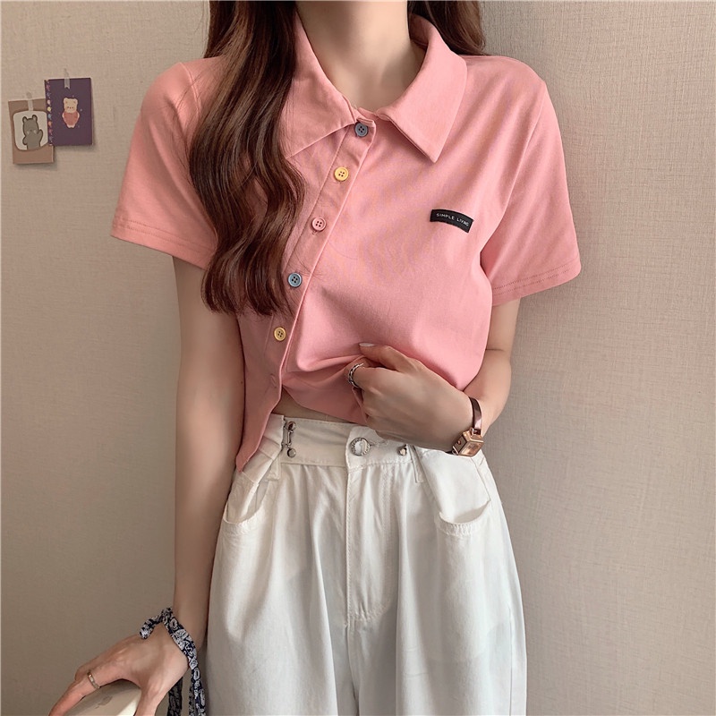 Áo POLO có cổ dáng croptop chất cotton siêu mát, kết hợp với quần công sở, chân váy, mặc cực đẹp