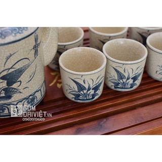 Chén tích chuồn cỏ men rạn cổ 6 cái