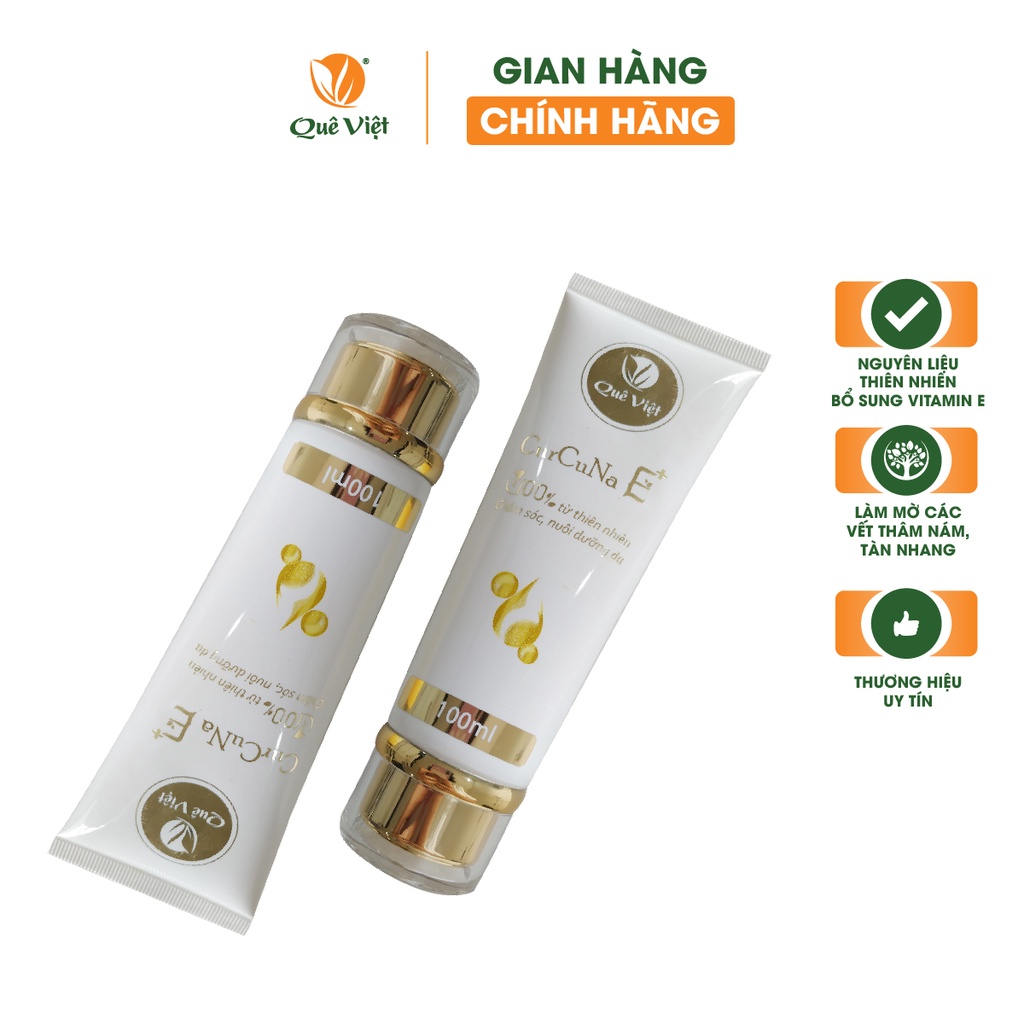 Combo 2 tuýp Kem nghệ CurcuNa E+ Quê Việt chiết xuất thiên nhiên làm mờ thâm, nám, tàn nhang, ngăn ngừa mụn 100ml/tuýp