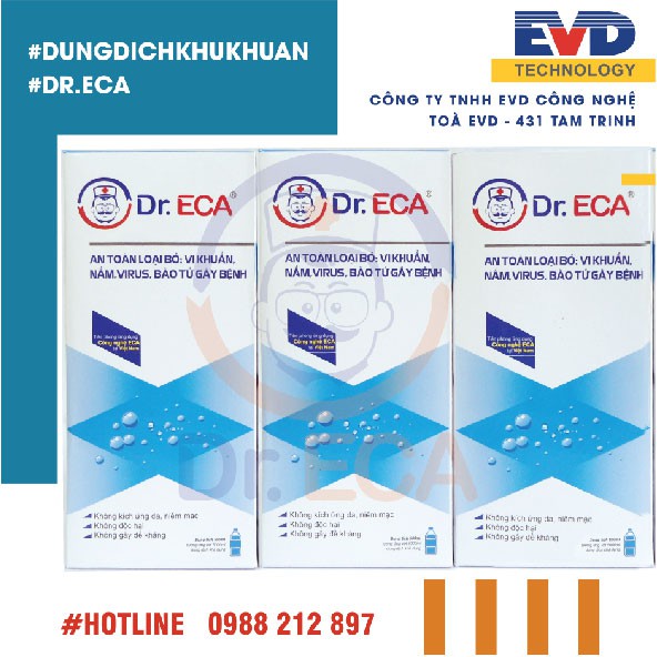 Nước muối điện hoá Dr.ECA - Dung dịch sát khuẩn hầu họng