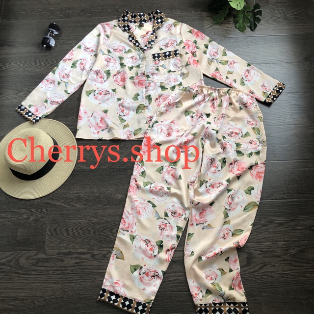 set đồ bộ pijama lụa satin tay dài quần dài họa tiết tết 2020 | BigBuy360 - bigbuy360.vn