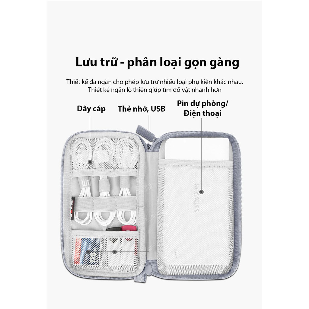 Túi BUBM đựng phụ kiện, pin sạc dự phòng, điện thoại, cáp sạc usb, tai nghe