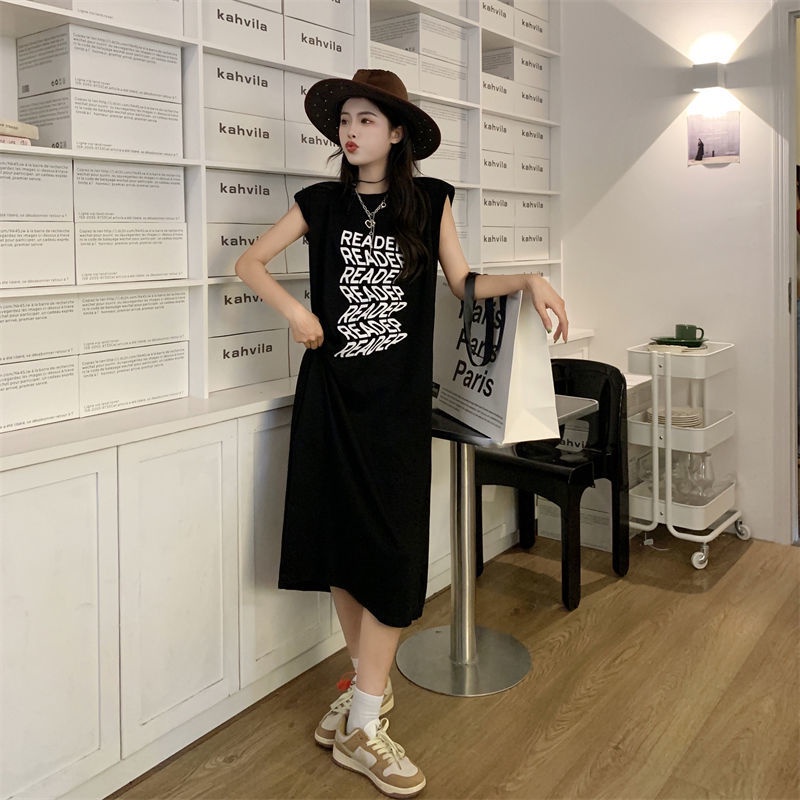 [Linin] Đầm Sát Nách Dáng Rộng Hở Lưng Có Đệm Mút Size Lớn Thời Trang Mùa Hè Cho Nữ