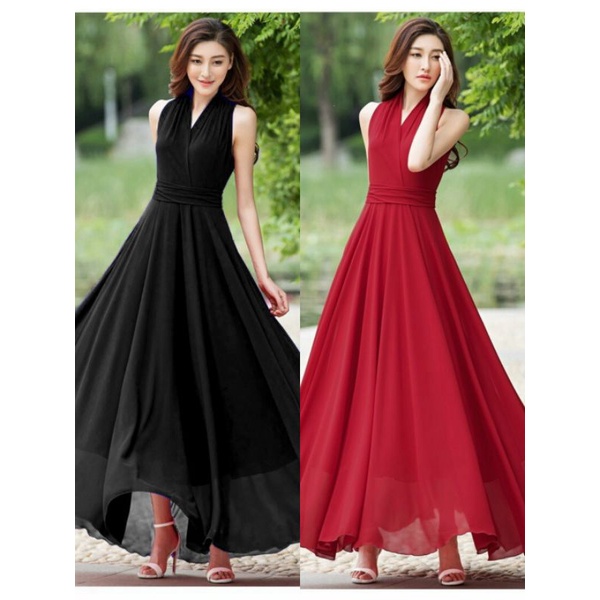 ĐẦM MAXI DÀI CỔ V SANG TRỌNG đi biển Lh0917399527