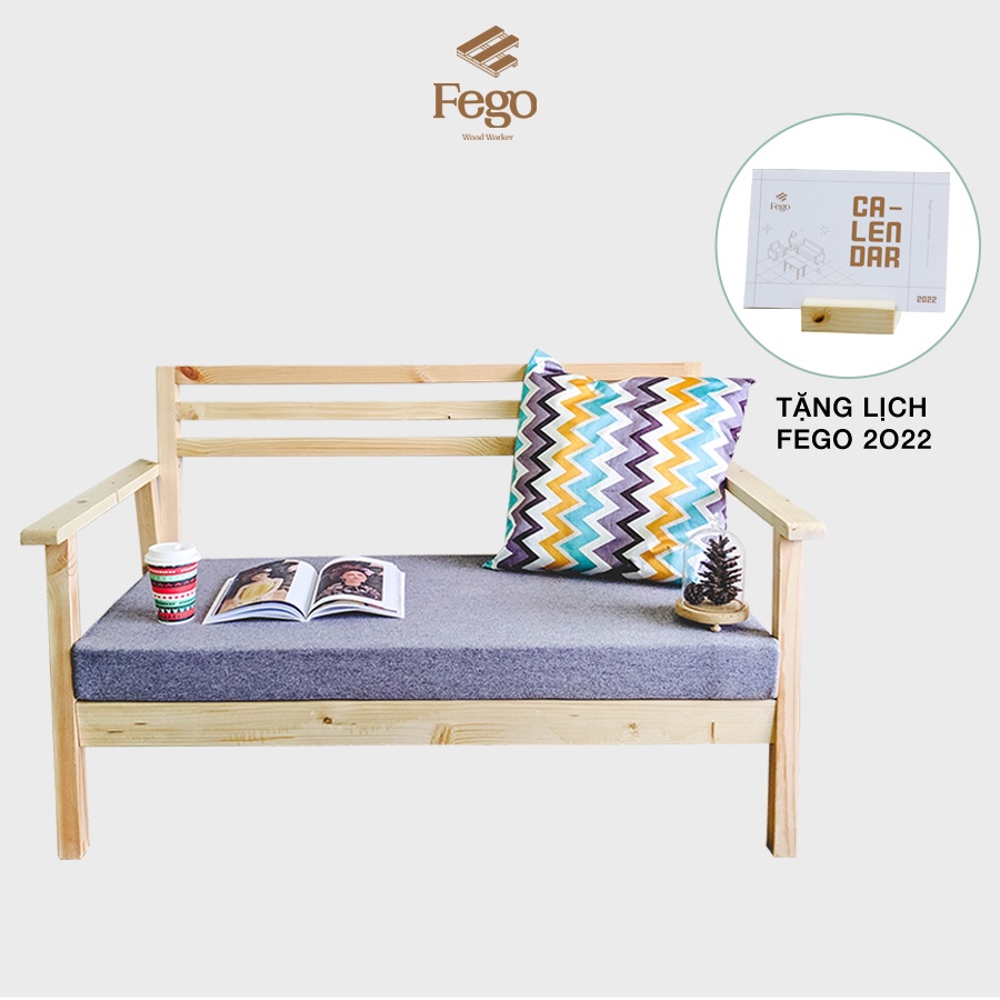 [FREESHIP HN]Ghế sofa phòng khách FEGO/ Ghế sofa gỗ tiếp khách kèm đệm