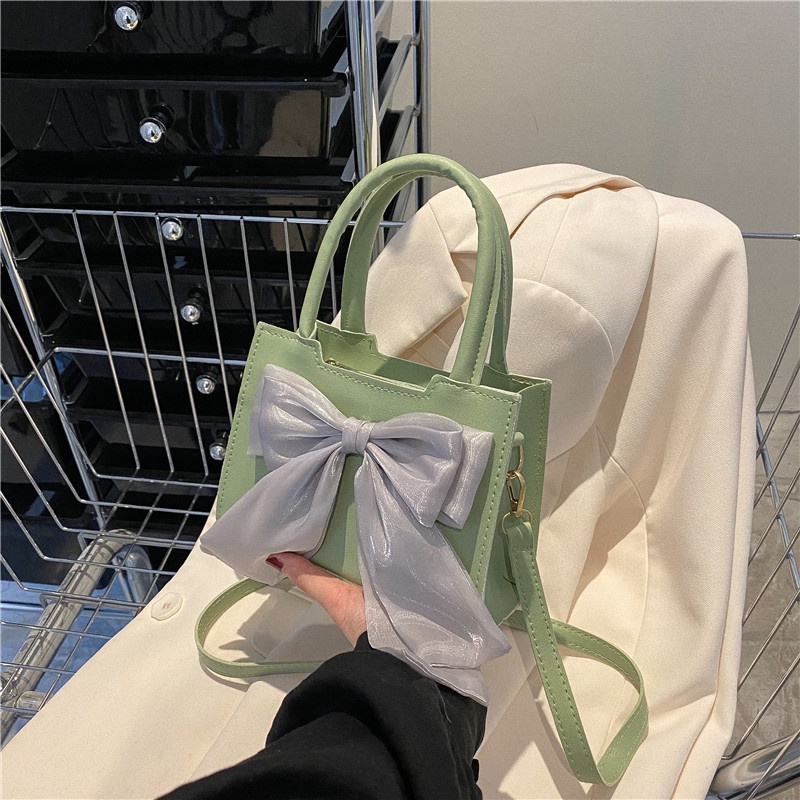 Túi đeo vai IELGY hình vuông cỡ nhỏ thắt nơ thời trang cho nữ