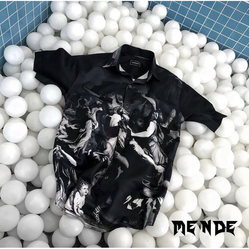 Áo sơmi hoạ tiết tranh Hy Lạp 2 cổ vest #MENDE# | BigBuy360 - bigbuy360.vn