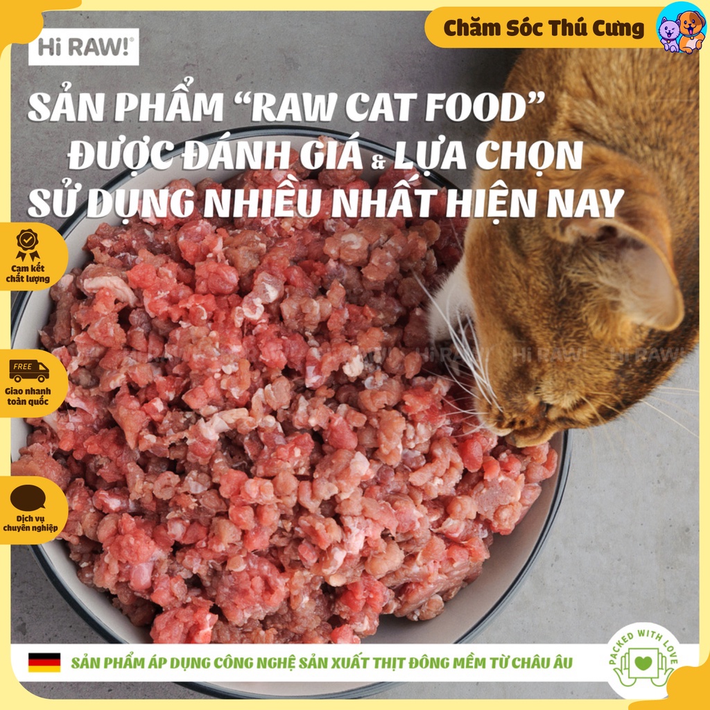 ✅[ Chất Lượng ] Thức Ăn Cho Mèo Raw Meat Row Cat Food , Hi Raw, Bảo Quản Ngăn Đông 6 tháng ( Có Sẵn )