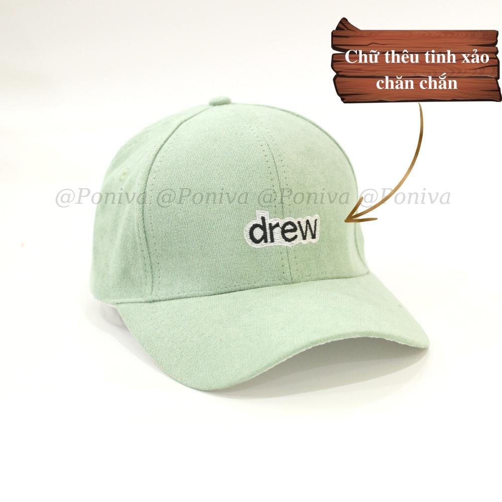 Mũ lưỡi trai ❤️ Nón kết thêu chữ DRE.W chất nhung mịn form unisex DR056 phong cách Ulzzang Thời trang PONIVA siêu hot