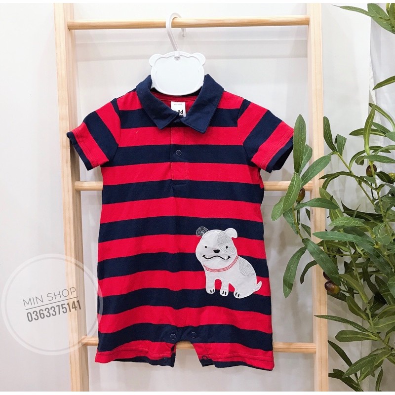 Body đùi cho bé trai - 3M, 9M ( kẻ đỏ hình cún)