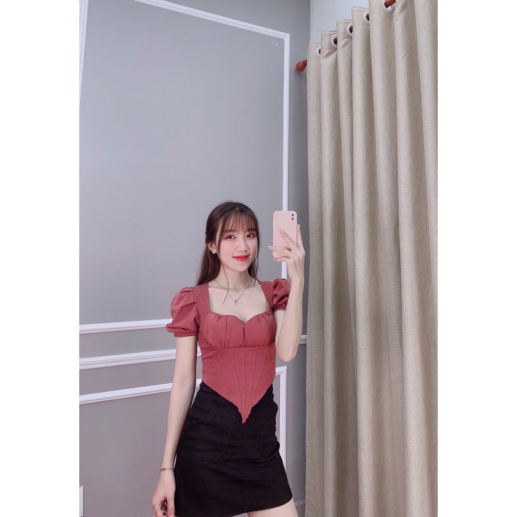 Chân váy kaki trắng đen chữ A dáng ngắn, chân váy công sở ngắn MS77