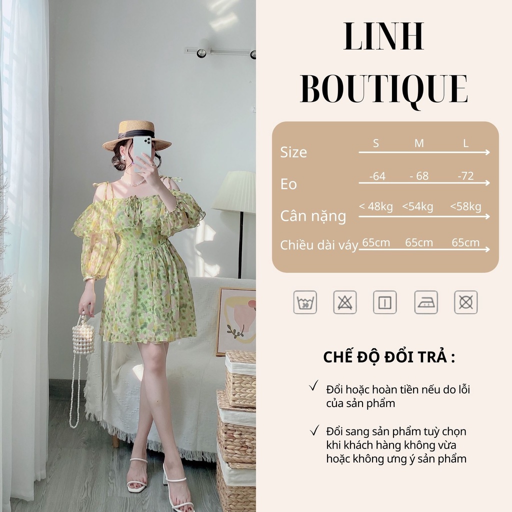 Váy nữ hoa nhí thiết kế tay phồng, Đầm thời trang đi tiệc, đi chơi V110 | BigBuy360 - bigbuy360.vn