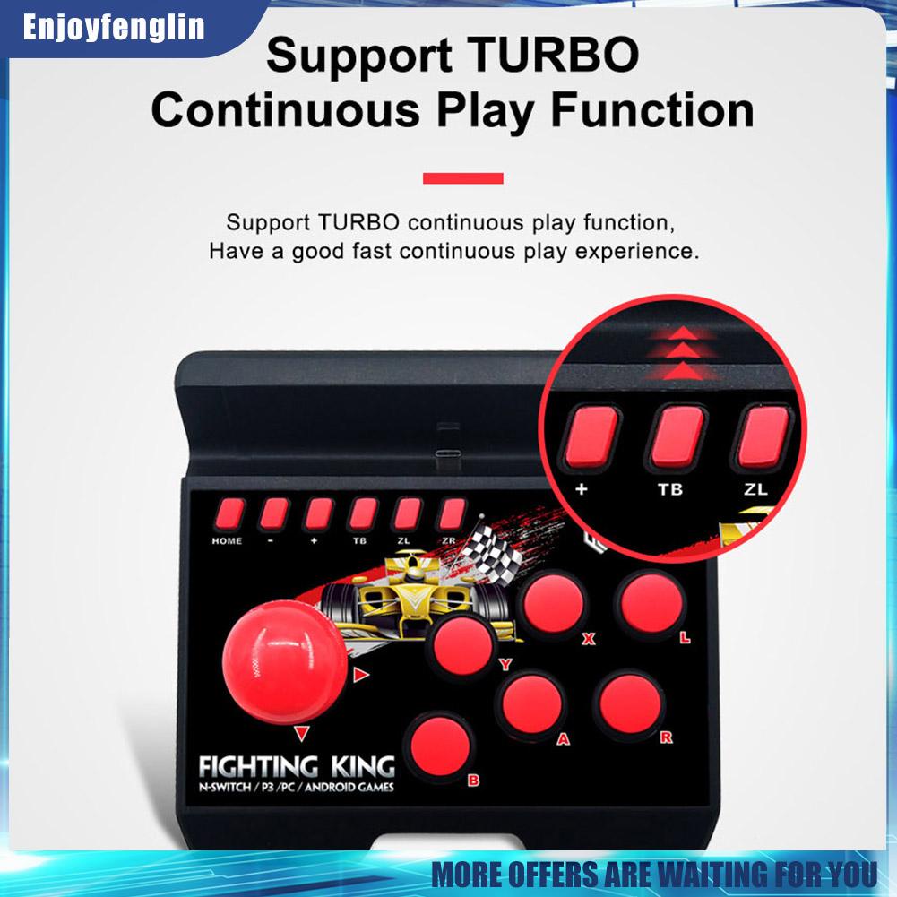 （Enjoyfenglin） 4-in-1 Retro Arcade Game Joystick Station USB C Wired TURBO Fighting Controller