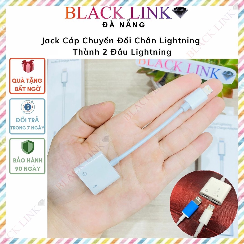 Jack Cáp Chuyển Đổi Chân Thành 2 Đầu Vừa Sạc Vừa Nghe Cho IPtablet táo Cao Cấp BLACK LINK