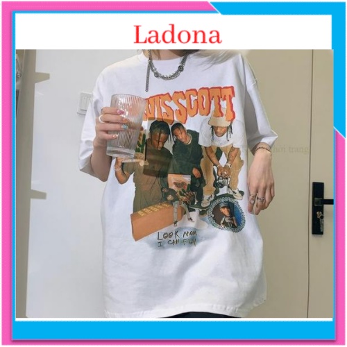 Áo thun tay lỡ nam nữ, áo phông unisex form rộng chất cotton mát mịn thấm hút mồ hôi LADONA AT1 | BigBuy360 - bigbuy360.vn