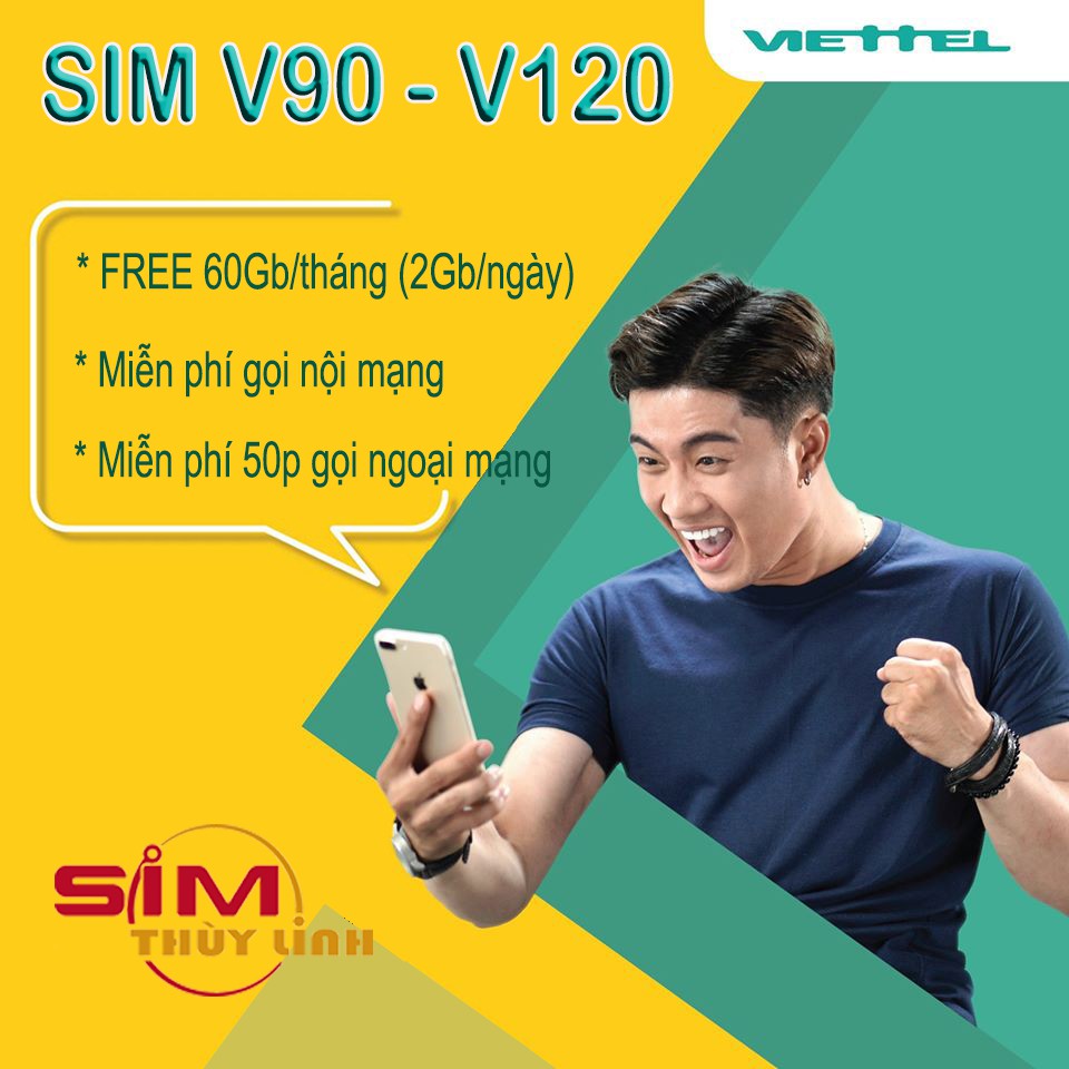 Sim 4G Viettel V90 ?FREE12THÁNG? Sim V90 Data 4G tốc độ cao, FREE 60Gb/tháng, 2Gb/ngày Gọi Miễn Phí