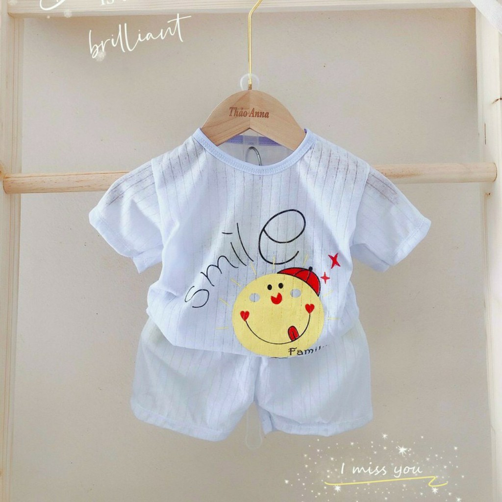 Bộ cotton giấy cộc tay, ngắn tay màu cho bé trai, bé gái, hàng loại 1, size 4-15kg