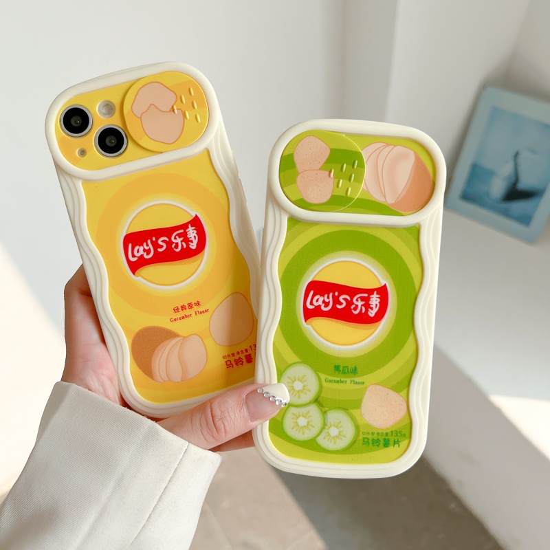 Ốp Điện Thoại Silicon Có Nắp Trượt Hình Khoai Tây Chiên Cho iPhone 12 13 11 PRO MAX XR 11 12 PRO 13 PRO MAX 14 14 PRO