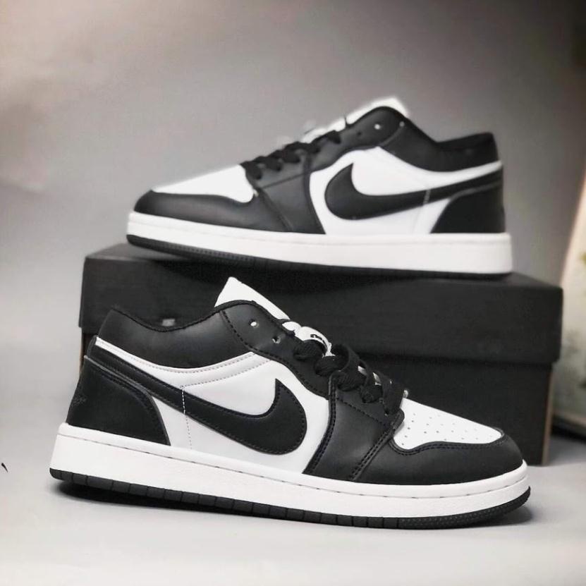 Giày Sneaker Nam Nữ Đen Trắng, Giày Nike Air Jordan 1 JD 1 Panda Cổ Thấp Cao Cấp 2021