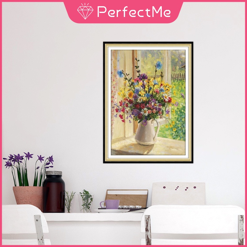 Bộ tranh đính đá tự làm 30x 40cm họa tiết hoa mùa hè