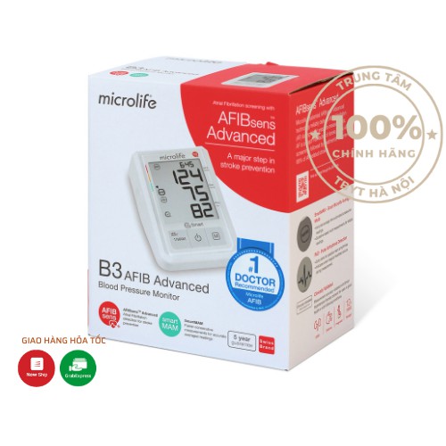 Máy đo huyết áp bắp tay Microlife B3 AFIB ADVANCED - Cảnh báo đột qụy - Hàng chính hãng BẢO HÀNH 5 NĂM