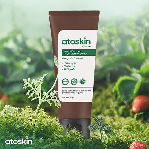 Kem bôi Atoskin 50gr hỗ trợ cho người viêm da cơ địa, mẩn ngứa không có Coticoid