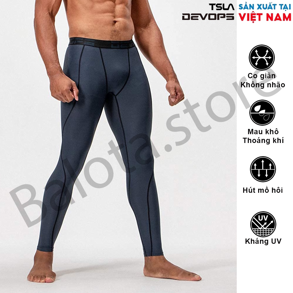 Quần legging nam DEVOPS form ôm người, chất vải co giãn 4 chiều phù hợp với anh em chơi thể thao, gym, chạy bộ, đá banh | BigBuy360 - bigbuy360.vn