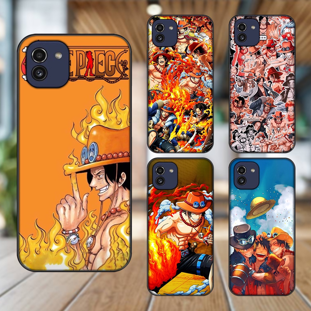 Ốp lưng Samsung A03 viền đen in hình Ace One Piece