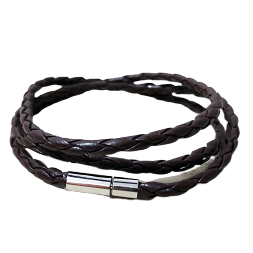 Vòng tay bện da có khóa nam châm thời trang sành điệu cho unisex