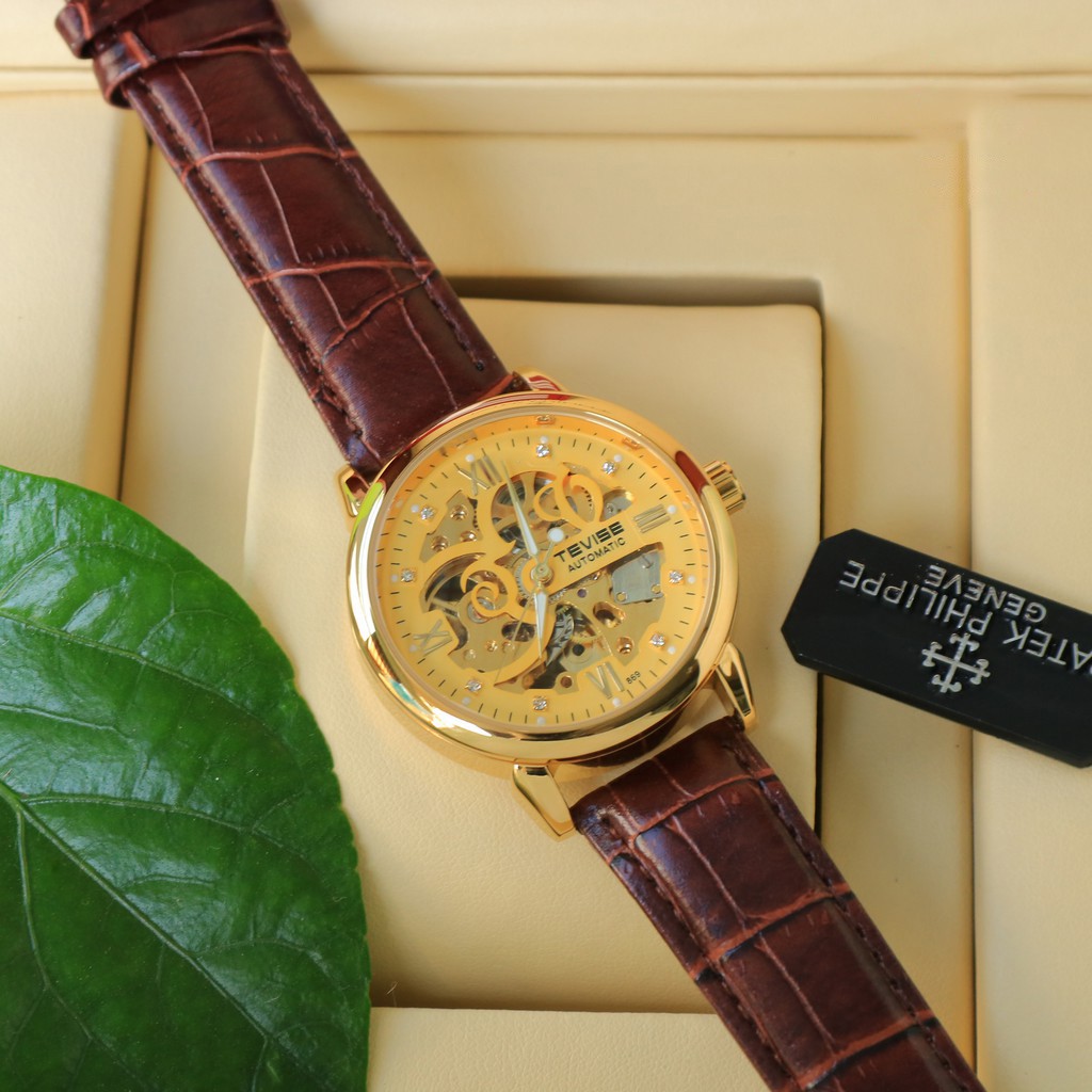 Đồng hồ nam cơ dây da cao cấp Tevise T869A-3 full box, mặt kính sapphire chống xước, chống nước, bảo hành 03 năm | BigBuy360 - bigbuy360.vn