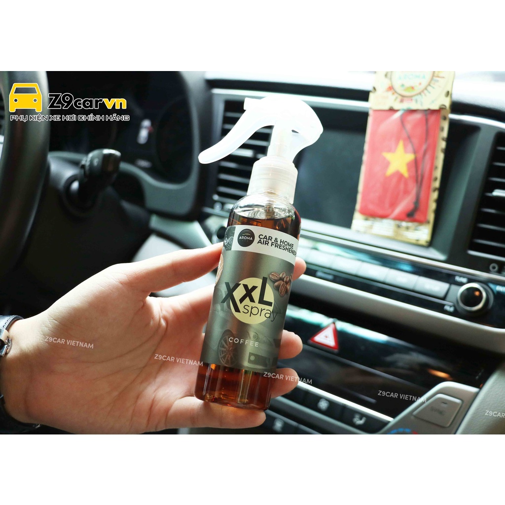 Chai xịt cafe Aroma Car hương cà phê caramel dịu ngọt 150ml Made in EU - Quà tặng lá thơm cờ Việt Nam