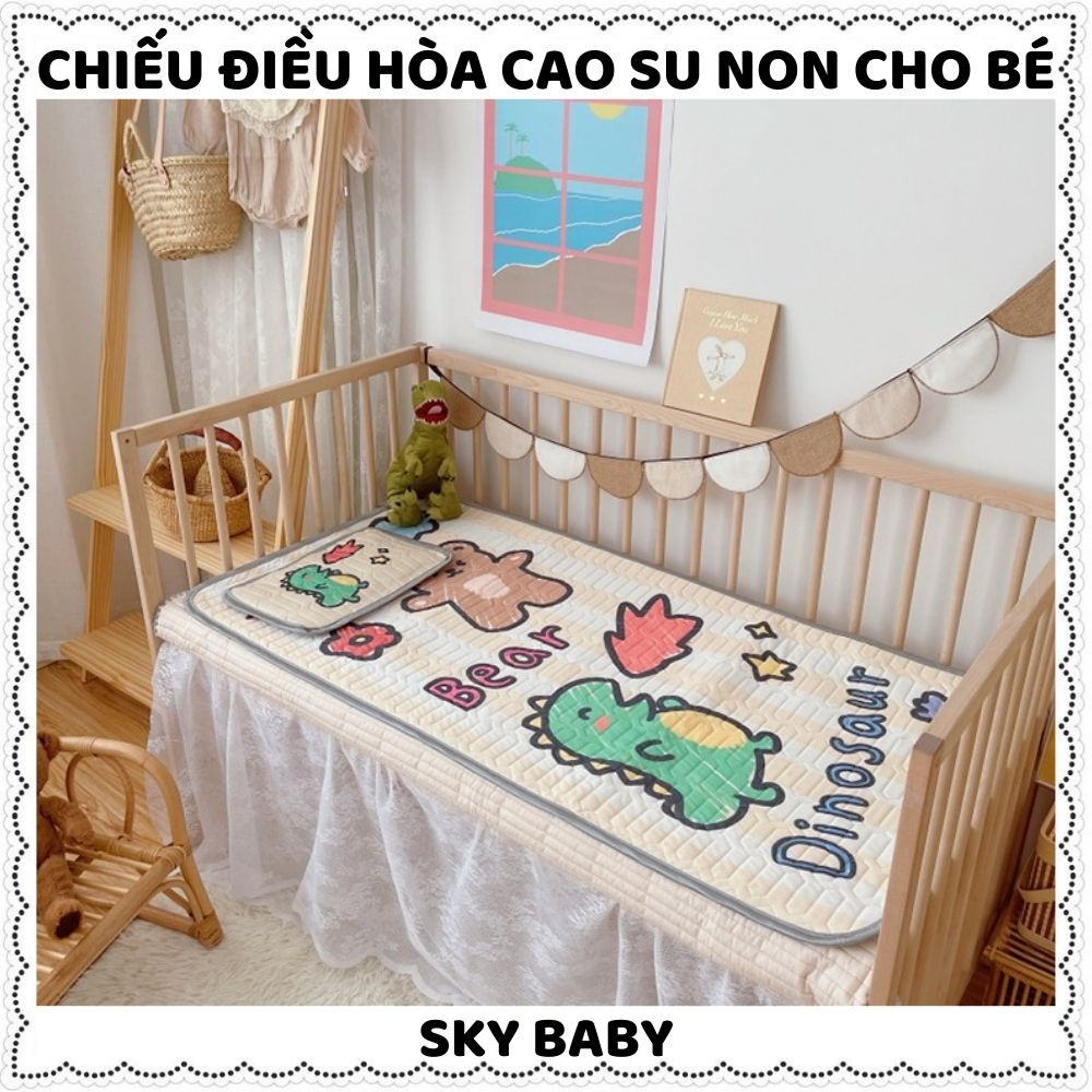 Đệm lót cao su non tặng kèm gối cho bé in hình 5D cao cấp siêu mát mềm mại thông hơi thoáng khí size 120x60 cm