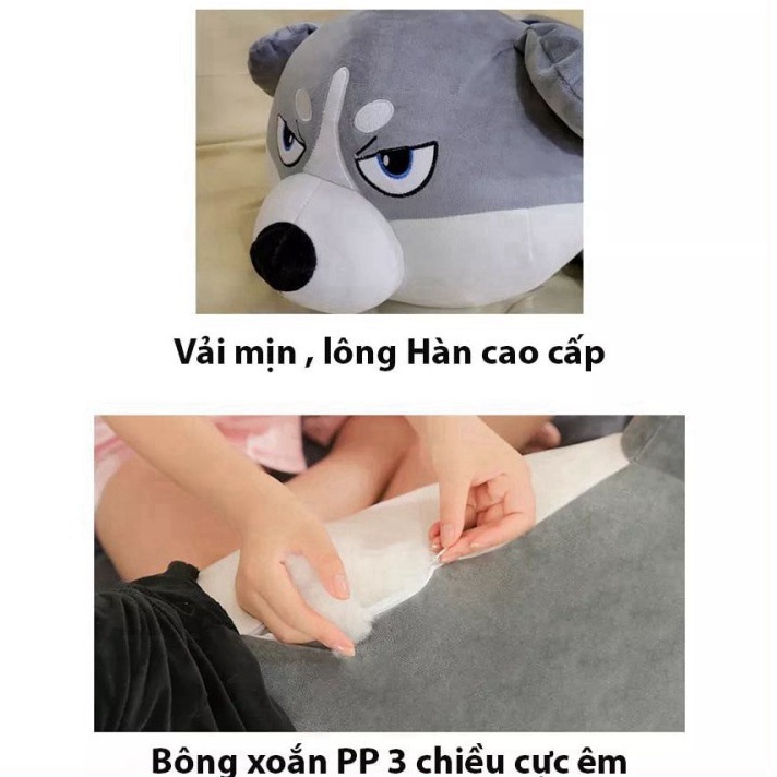 Chó Husky mặt béo Gấu bông to 1m5 Mèo lười Alaska siêu dễ thương - quà tặng bạn gái