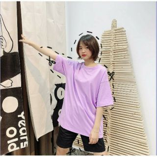 Áo Thun Tay Lỡ Tím Trơn Oversize Unisex