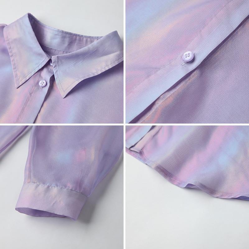 Korean Style Sun Protection Shirt Women's Loose Mid-Length Long-Sleeved Purple Shirt Design Sense Niche Young