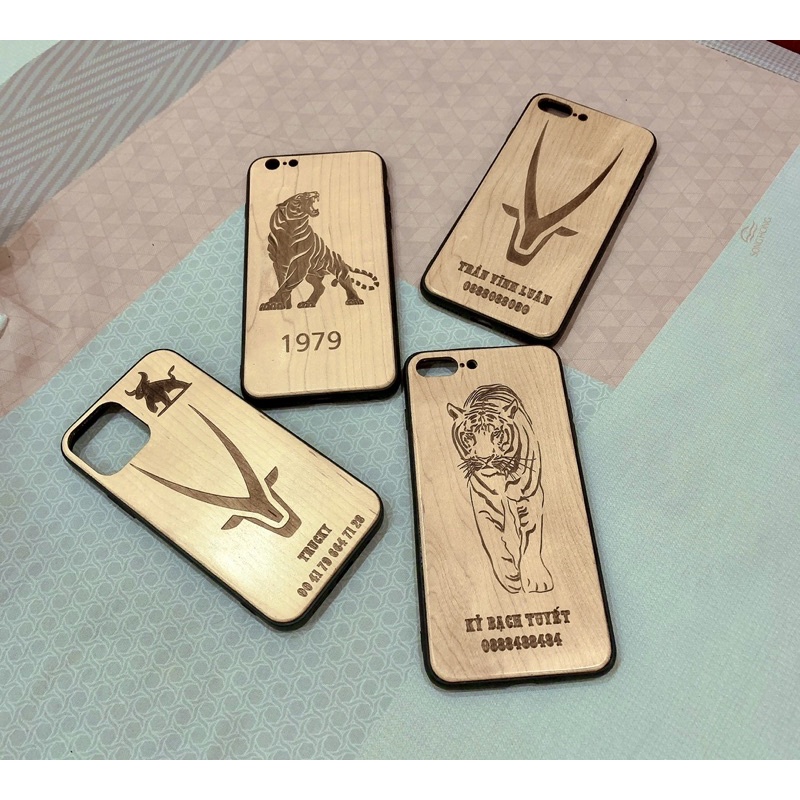 Ốp lưng iphone gỗ, khắc hình theo yêu cầu