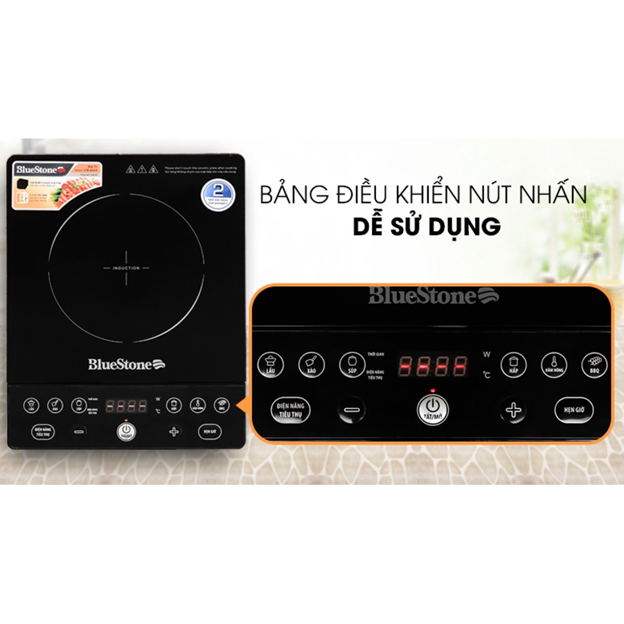 Bếp từ đơn Bluestone ICB-6609, Công suất cao 2000W nấu nhanh, Mặt kính Ceramic cao cấp, 6 chế độ nấu, Bảo hành 2 năm