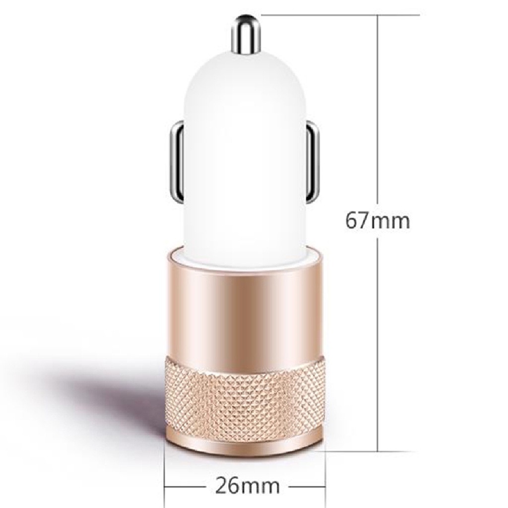 Củ sạc TWITCH bằng hợp kim nhôm cổng USB kép 5V 2.1A dành cho xe hơi