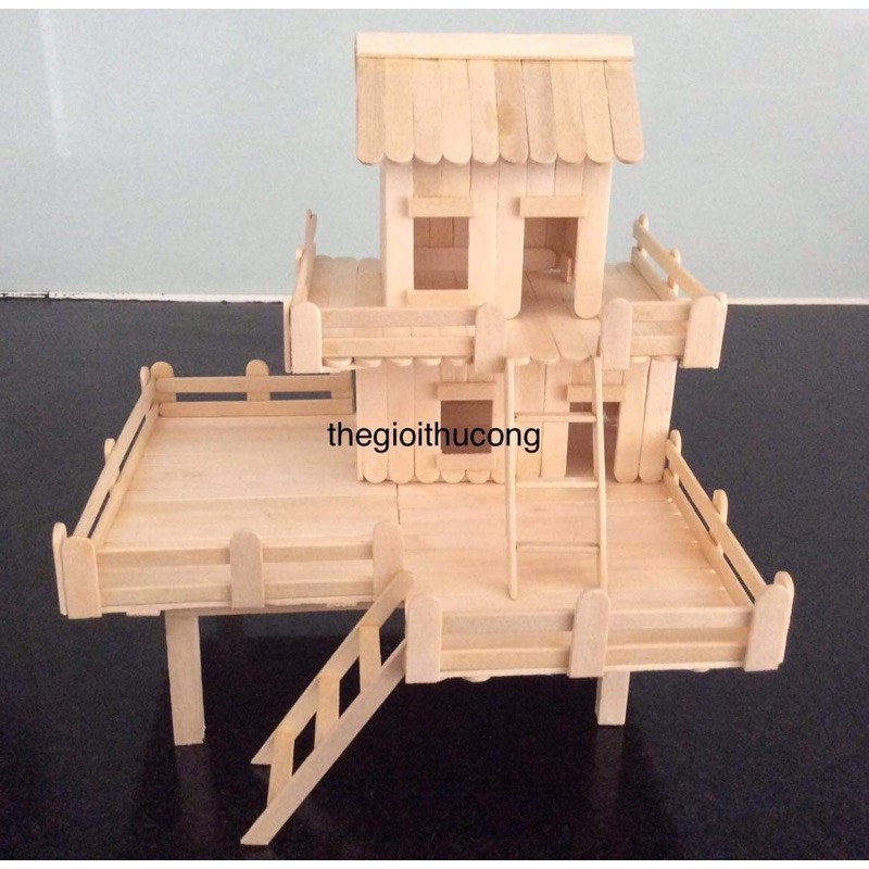 Nhà mô hình, mô hình nhà que kem, Nhà que kem, diy, handmade