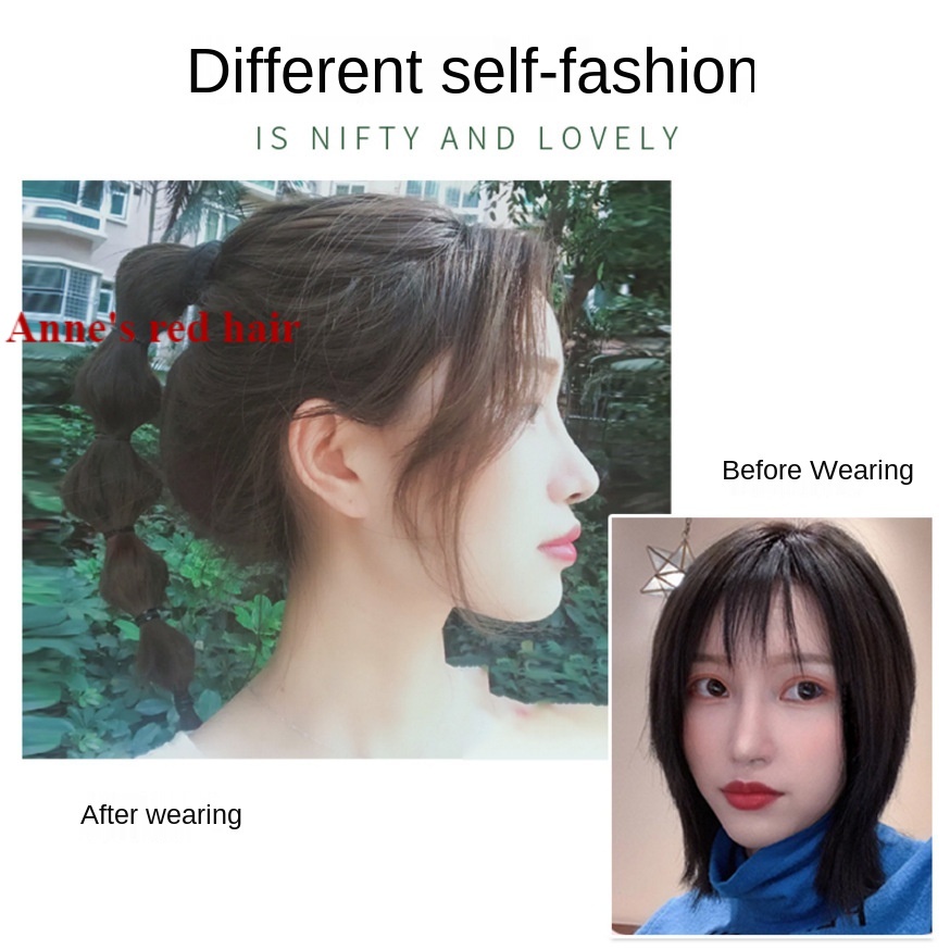 Tóc giả thắt bím đuôi ngựa màu đỏ dễ thương