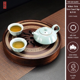 Kt 65 khay trà tre cao cấp hình tròn 3 kích thước