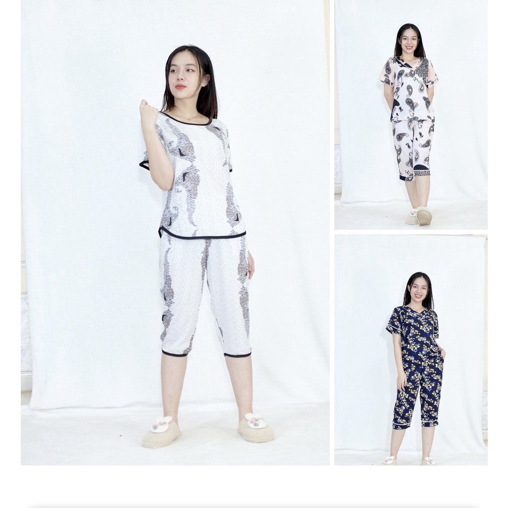 [HÌNH THẬT 100%] XẢ HÀNG SỐC  Bộ đồ cổ tim hoa văn cực xinh  - vải lụa cao cấp - Cực Kì Sang Chảnh