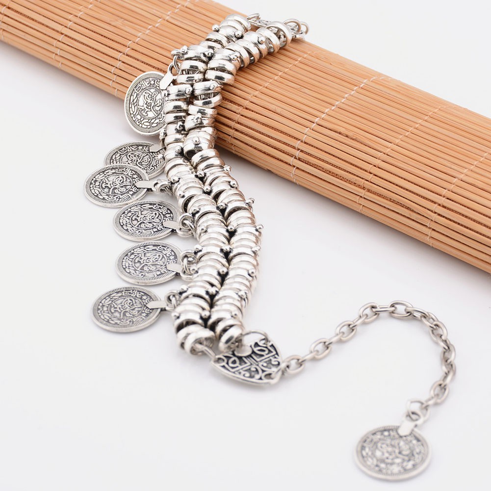 Lắc chân đính đồng xu chạm khắc Bohemian phong cách Vintage | BigBuy360 - bigbuy360.vn