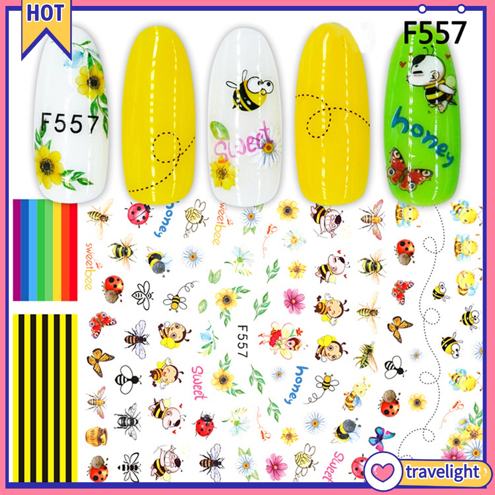 Hình dán trang trí móng tay 3D siêu mỏng hình trái cây, lá, con vật, chữ tiếng Anh