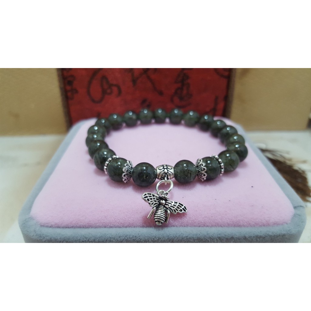 Vòng tay đá tóc xanh mix charm