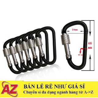 BÁN SỈ - Móc Khóa Nhôm 5cm Có Khóa Treo Đồ Đi Phượt Đa Năng