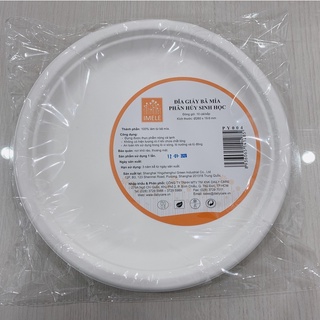 50 Dĩa giấy tròn bã mía 10 inch ~26cm